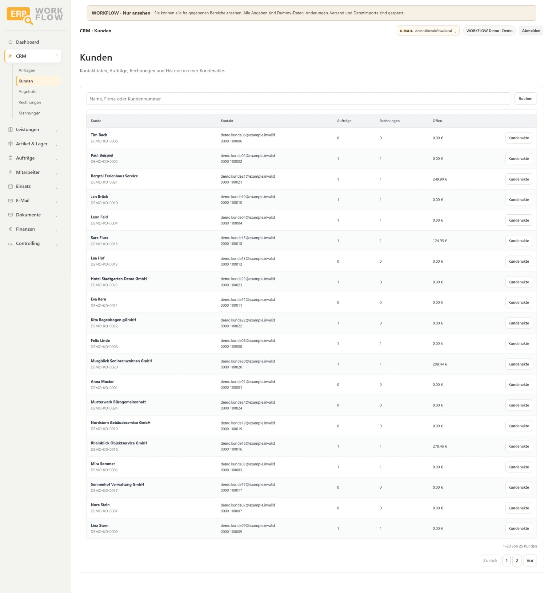 Anfrage & Kunde in ERP Workflow