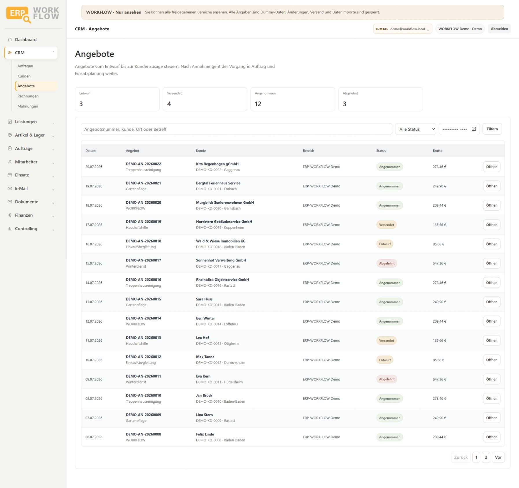 Angebot & Auftrag in ERP Workflow